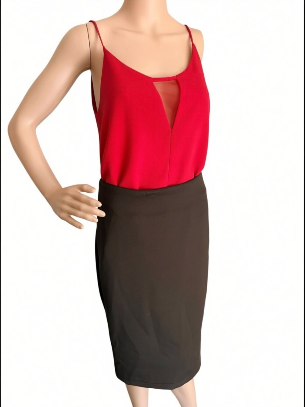 Catherine Malandrino Black Pencil Skirt Gold Front Zipper – Size 2